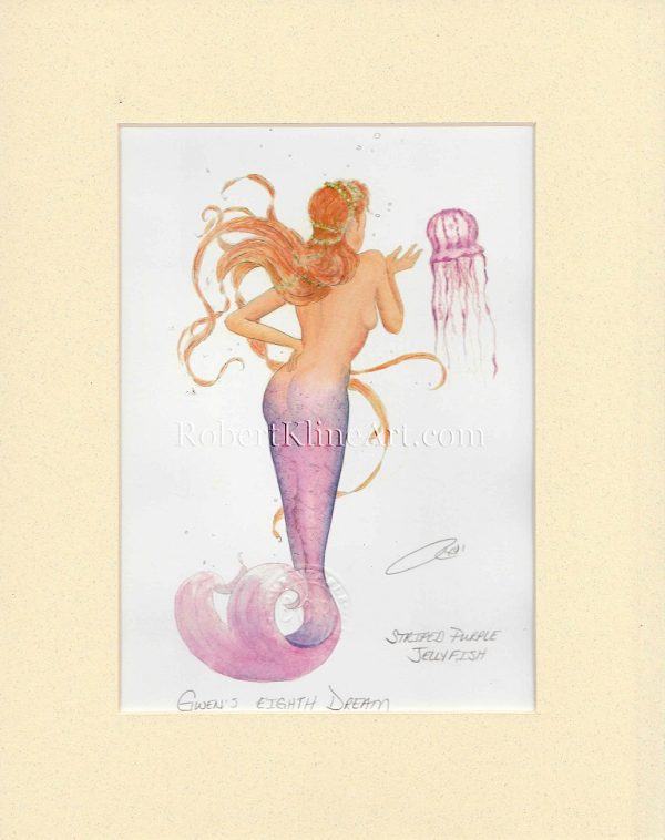 Mermaid-Gwen-Striped-Purple-Jellyfish-Nautical-Art-Signed-Robert-Kline