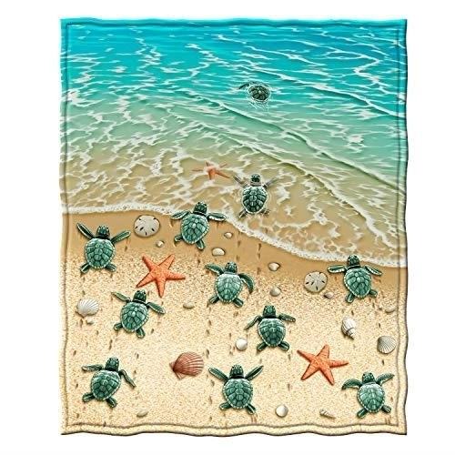 The Dawhud Direct Turtles on The Beach Fleece Throw Blanket features a beautiful design of turtles on a beach, making it a perfect addition to your home decor or a thoughtful gift for turtle lovers. The blanket is made of cozy fleece material, providing warmth and comfort. Its generous size allows for versatile use, whether you want to snuggle up on the couch, take it on a picnic, or use it as a decorative throw. The vibrant colors and detailed imagery bring the beach vibes right into your living space, creating a relaxing and inviting atmosphere. Stay cozy and stylish with the Dawhud Direct Turtles on The Beach Fleece Throw Blanket.