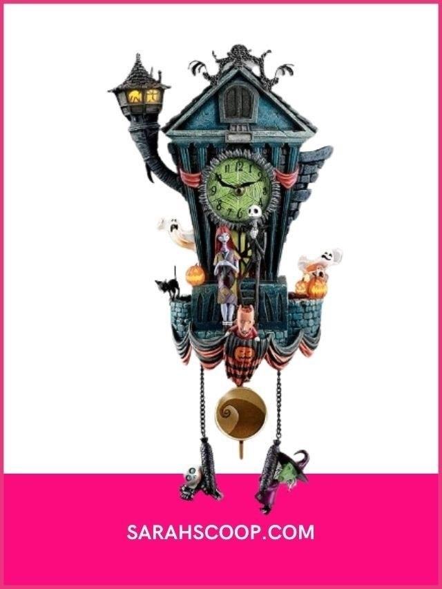 The Nightmare Before Christmas Cuckoo Clock is a charming and whimsical timepiece that captures the essence of Tim Burton's beloved film. With its intricate design and intricate detailing, this cuckoo clock is a must-have for any fan of the movie. It features iconic characters such as Jack Skellington, Sally, and Zero, and plays the beloved song 