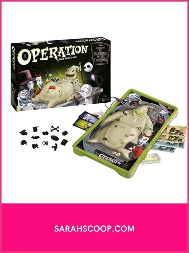 The Nightmare Before Christmas Operation Game is a thrilling and spooky twist on the classic board game. Players must navigate through Halloween Town to save beloved characters from various ailments, all while avoiding the mischievous tricks of Jack Skellington and his friends. This game is perfect for fans of the iconic film and will provide hours of entertainment for the whole family.