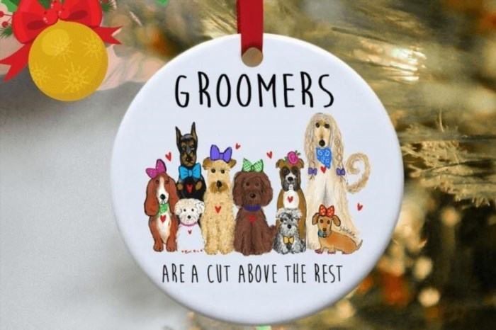 The Dog Groomer Christmas Ornament is a charming decorative item that celebrates the skilled and dedicated professionals who groom and care for dogs, adding a festive touch to your holiday decorations.