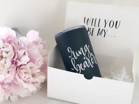 The Personalized Ring Boy Tumbler Cup is a special keepsake designed for young boys, perfect for weddings and other memorable occasions.