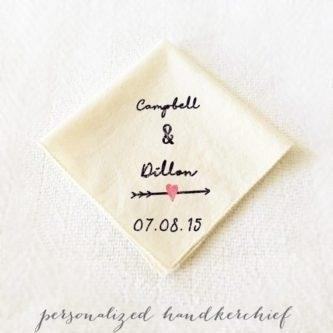 A personalized ivory colored handkerchief adds a touch of elegance and sophistication to any outfit or occasion.