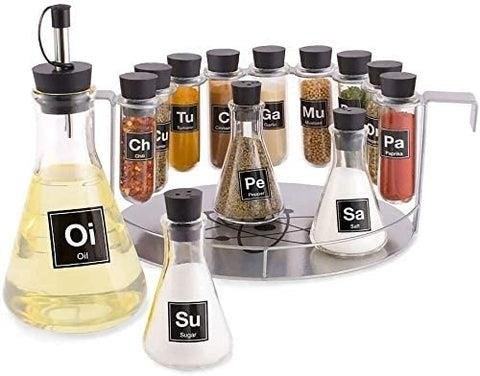 The Chemist's Spice Rack is a collection of various spices and seasonings used in the field of chemistry for experiments and research purposes. It consists of a wide range of chemical compounds and substances that add flavor, aroma, and color to different culinary creations.