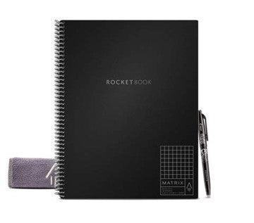 The Rocketbook Matrix is a cloud-connected reusable paper notebook that allows you to take notes and sketches, upload them to the cloud, and erase the pages to reuse them again and again. It provides a convenient and environmentally friendly solution for note-taking and organizing thoughts.
