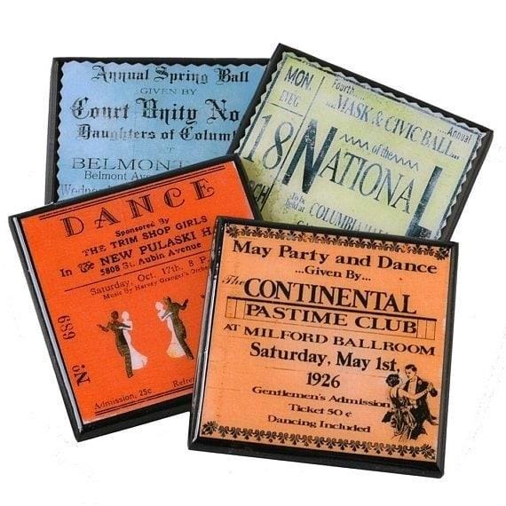 Ballroom Dance Coasters are decorative pieces that can add elegance and style to any table setting, making them perfect for formal occasions or dance-themed events.