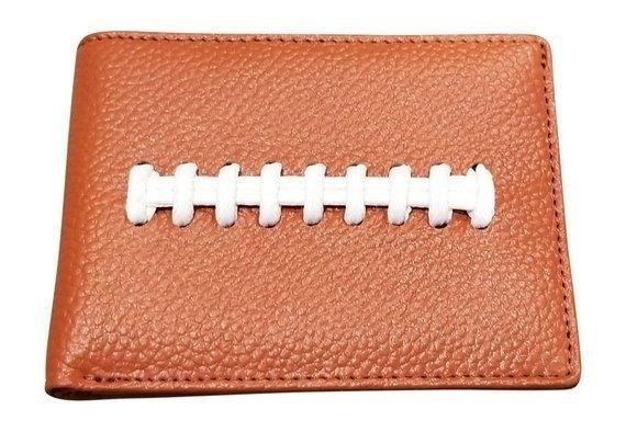 The Leather Football Bi-Fold Wallet is a stylish accessory that combines the love for football with practicality, perfect for any sports enthusiast or football fan.