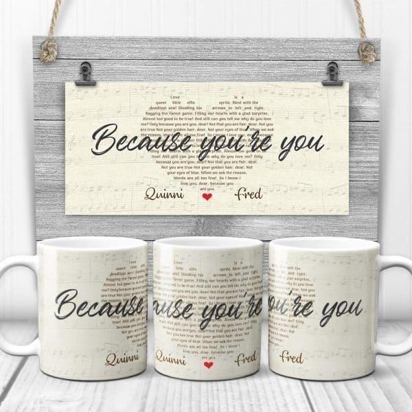 The song lyrics mug is a trendy and fun way to express your love for music, with various catchy and memorable phrases printed on it.