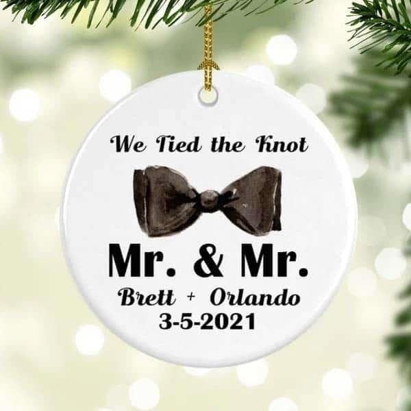 The Gay Couple Ornament is a symbol of love and acceptance, representing the beautiful union between two people of the same gender, and celebrating diversity and equality.