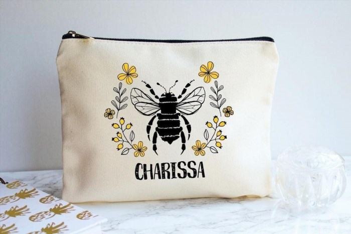 The Bee Zipper Pouch is a small bag with a zip closure, perfect for storing small items like coins, keys, or cosmetics. Its cute and vibrant bee design adds a touch of charm and style to your everyday accessories.