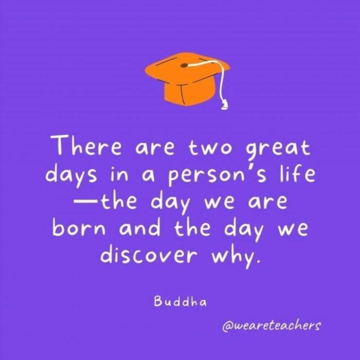 There are two great days in a person’s life—the day we are born and the day we discover why. —Buddha's quote emphasizes the significance of these two pivotal moments, highlighting the importance of understanding our purpose and finding meaning in our existence.