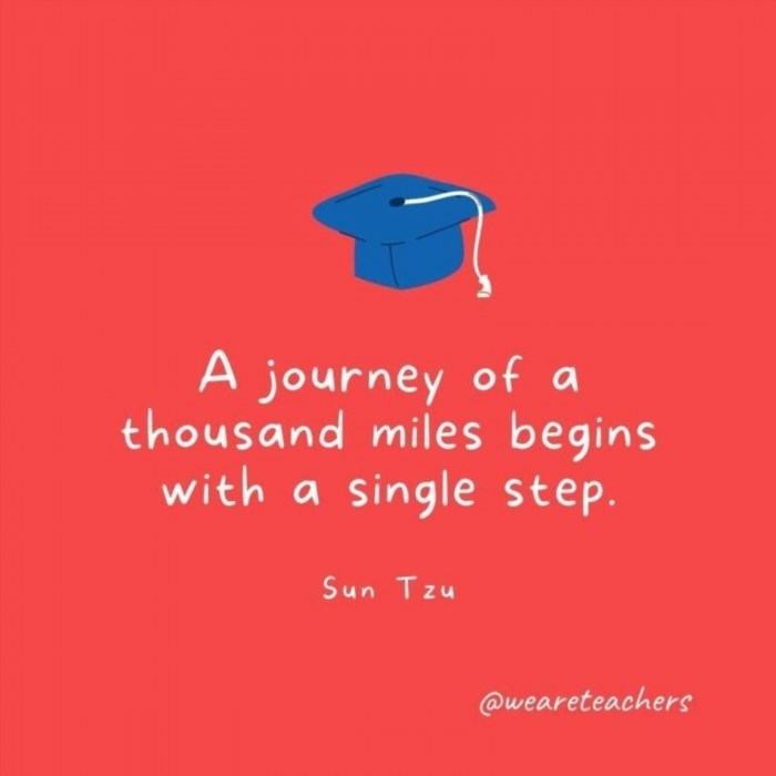 This famous quote by Sun Tzu emphasizes that even the longest and most challenging journeys start with a small and simple action, highlighting the importance of taking that initial step towards achieving a goal.