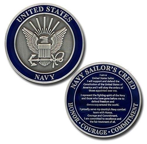 The US Navy Sailor's Creed Challenge Coin is a token of honor and pride, representing the values and dedication of the brave sailors serving in the United States Navy.