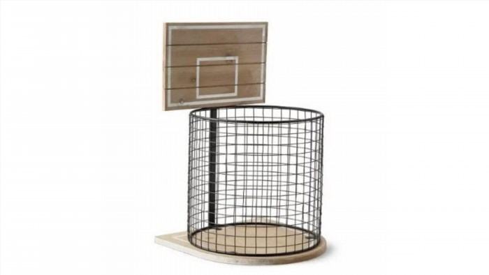 The Basketball Wastebasket is a fun and decorative way to dispose of your trash, designed to resemble a basketball hoop and backboard. It adds a sporty touch to any room and makes throwing away garbage more enjoyable.