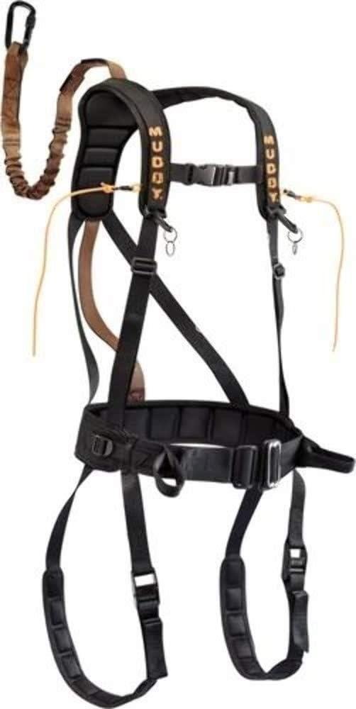 The Muddy Treestand Harness Safety Gift is designed specifically for bowhunters, ensuring their safety and protection while navigating the rugged terrain and heights of the hunting environment.
