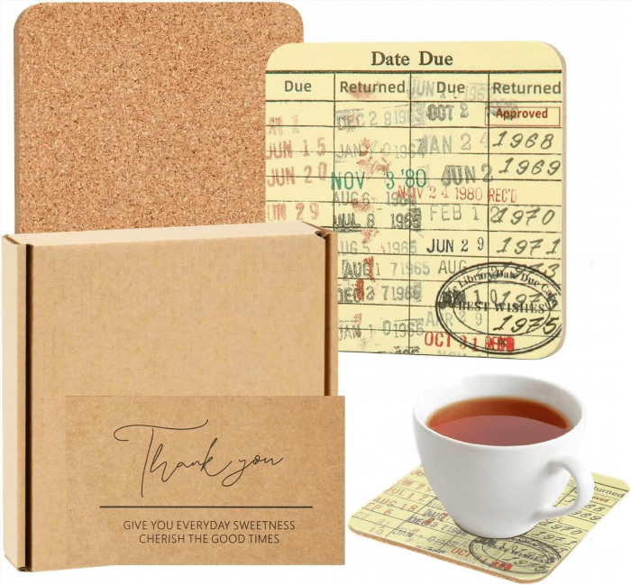 The Library Coaster Set is a stylish and practical accessory for any book lover, featuring iconic images and quotes from classic literature.