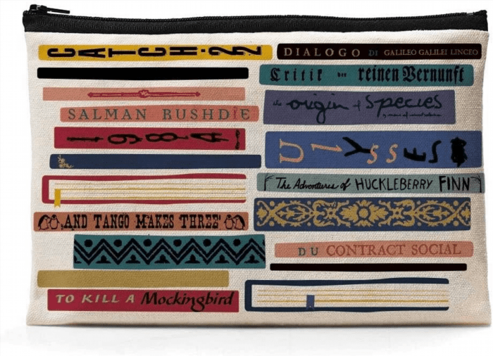 The Book-Themed Canvas Pouch is a stylish and functional accessory that is perfect for book lovers. It features a unique design inspired by classic literature, with various book titles and motifs printed on the canvas material. This pouch is not only a practical way to store and carry your essentials, but also a fashionable statement piece that showcases your love for books. Whether you use it to hold your stationery, makeup, or other small items, this Book-Themed Canvas Pouch is sure to add a touch of literary charm to your everyday life.