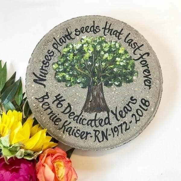 The Nurses Plant Seeds Garden Stone is a symbol of appreciation for the hard work and dedication of nurses, as they plant seeds of healing and care in the lives of their patients, creating a beautiful and nurturing environment.