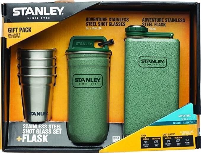 The Adventure Stainless Steel Flask and Shot Glass Set is a must-have for any outdoor enthusiast, providing a convenient and durable way to enjoy your favorite beverages on the go.