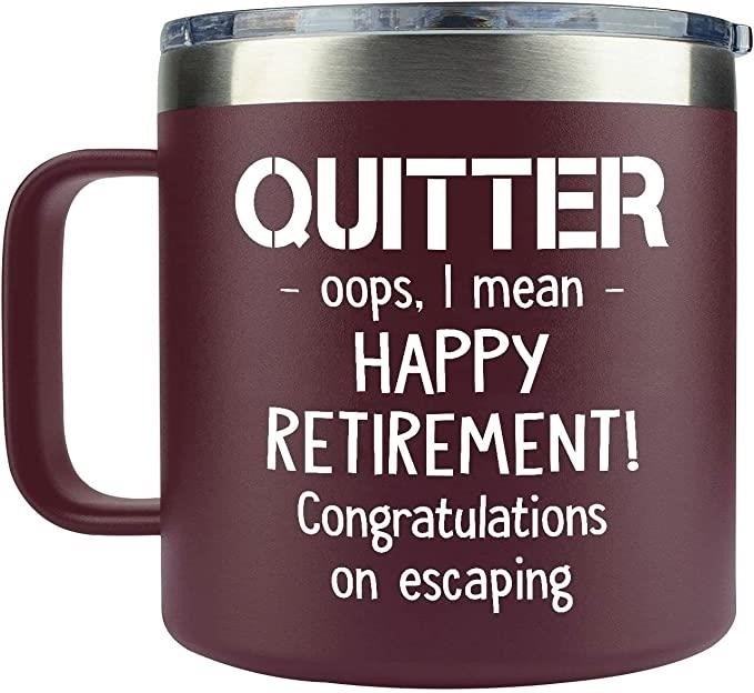 A Retirement Themed Coffee Mug is a perfect gift for someone who is about to embark on their next chapter in life, symbolizing the end of one's professional journey and the beginning of a well-deserved relaxation and enjoyment. It serves as a reminder of all the hard work and dedication put into their career, and a token of appreciation for all the memories and achievements made along the way. Whether sipping their favorite hot beverage or displaying it proudly on their desk, this mug will be a constant reminder of the exciting new adventures that await in retirement.