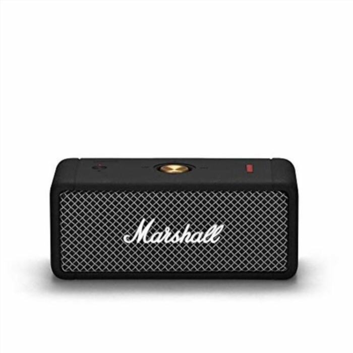 The Emberton Portable Bluetooth Speaker by Marshall is a compact and powerful audio device that delivers high-quality sound with its advanced technology and sleek design.