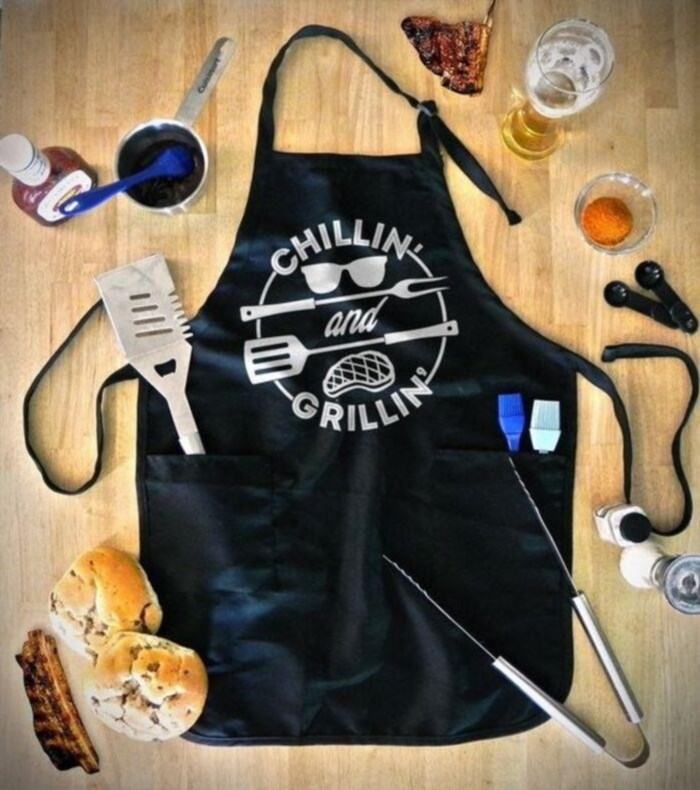 Barbecuing apron: beautiful present for sibling this Father’s Day.