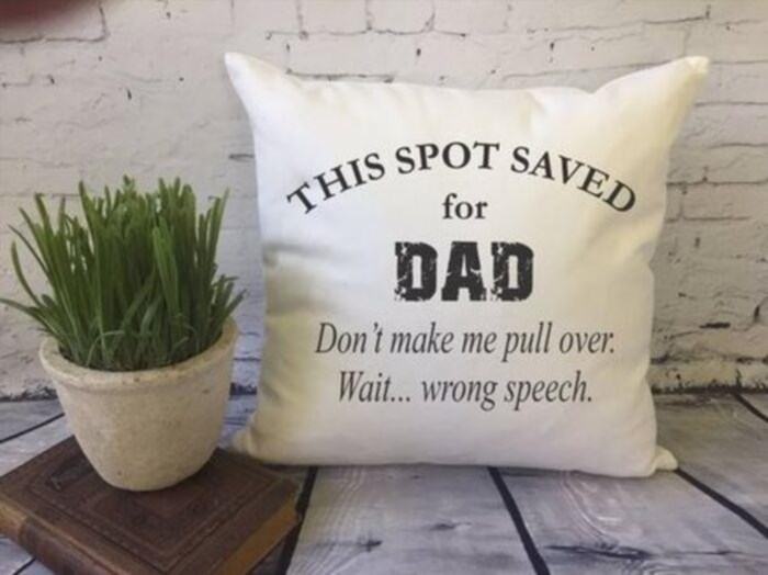 Dad’s spot throw pillow: charming gift for sibling on Father’s DayOutput: Father’s Day present for sibling: delightful Dad’s seat cushion