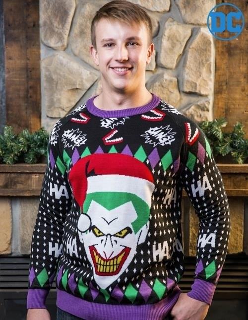 The Joker Ugly Christmas Sweater is a festive and humorous garment that features the iconic character from the Batman series, adorned with holiday-themed elements such as snowflakes, reindeer, and Christmas lights. It is designed to bring joy and laughter during the holiday season.