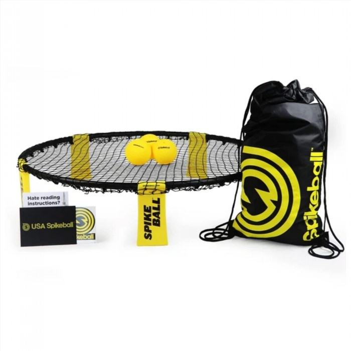 The Spikeball Spikeball Kit is a popular outdoor game that combines elements of volleyball and four square. It includes a net, three balls, and a rule book, providing everything you need for hours of fun and competitive play with friends and family.