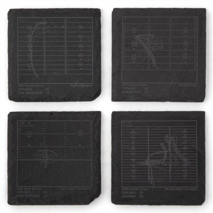 Uncommon Goods Football Greatest Plays Coasters are a collection of coasters that showcase some of the most iconic and memorable plays in football history, making them a perfect gift for any sports enthusiast or football fan.