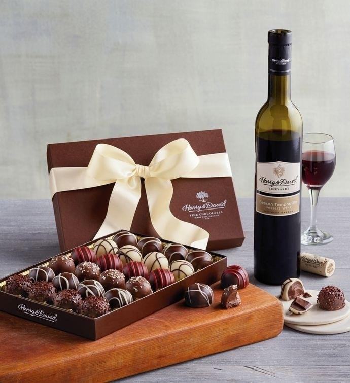 The Harry & David Truffles and Wine Gift Set is a luxurious and indulgent gift option, perfect for any occasion. It includes an exquisite selection of high-quality truffles and a bottle of fine wine, making it a truly decadent treat.