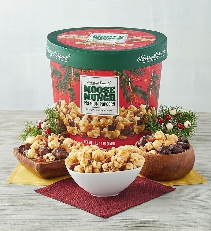 The Harry & David Moose Munch Premium Popcorn Holiday Drum is a delightful and indulgent treat that is perfect for the holiday season. It features a mouthwatering combination of rich caramel, buttery popcorn, and premium nuts, all carefully crafted to create a harmonious blend of flavors. This festive drum is elegantly designed and makes for a great gift or a special indulgence for yourself. Enjoy the irresistible taste and crunchy texture of this premium popcorn, as it brings joy and cheer to your holiday celebrations.