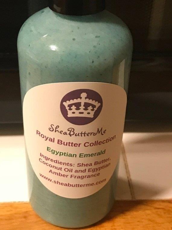 Egyptian Emerald Body Butter Lotion is a luxurious skincare product that deeply nourishes and hydrates the skin, leaving it smooth, supple, and beautifully scented with the enchanting fragrance of emerald.