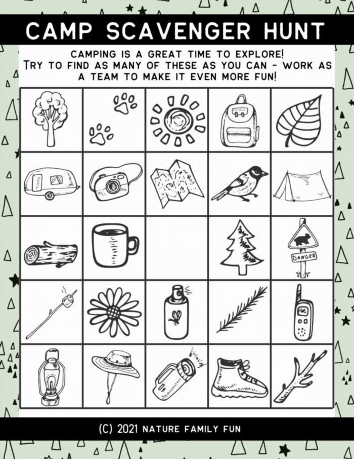 The Picture Based Camping Scavenger Hunt is a perfect activity for pre-reading camp kids who love to color!