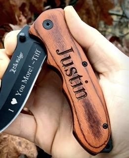 An engraved pocket knife is a versatile and practical tool that can be customized with intricate designs, initials, or special messages, making it a unique and personalized gift option for any occasion.