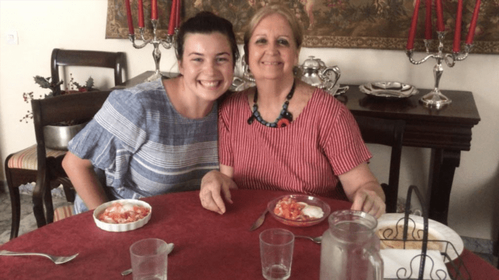 Jessie Lewis and her guardian mother in Seville