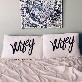 Wifey & Wifey Pillow Cases are a delightful addition to any couple's bedroom decor, showcasing their love and commitment to each other with a stylish and fun design.