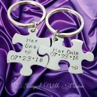 Her One, Her Only Puzzle Piece Keychains are a symbol of love and connection, representing the special bond between two people who are inseparable and complete each other.