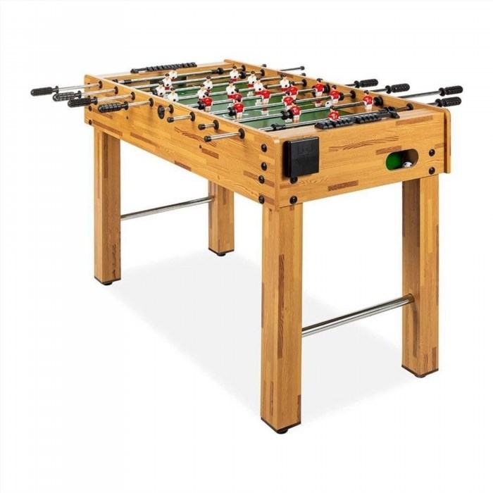 The Best Choice Products Competition Sized Foosball Table is a high-quality gaming table that is designed for intense and exciting matches. It features a sturdy construction and smooth playing surface, ensuring a seamless gaming experience for players of all skill levels. With its sleek design and ergonomic handles, this foosball table offers both style and comfort. Whether you are a casual player or a serious foosball enthusiast, the Best Choice Products Competition Sized Foosball Table is the perfect choice for endless hours of fun and entertainment.