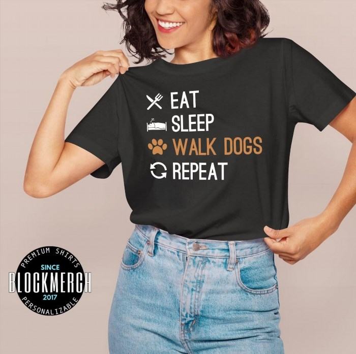 Blockmerch Walk Dogs T-Shirt is a trendy and fashionable clothing item that showcases your love for dogs and promotes an active lifestyle.