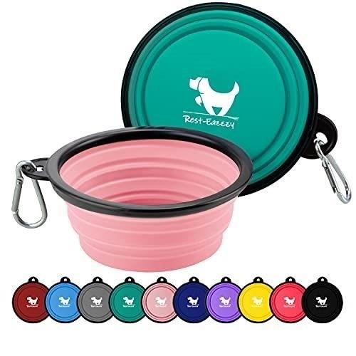 Rest-Eazzzy Collapsible Travel Bowls are convenient and space-saving food and water containers designed for easy storage and transport during your travels.