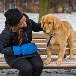 The DolceDog Leash Hand Mitten is a convenient accessory that allows you to walk your dog in style and comfort, providing a secure grip on the leash while keeping your hands warm and protected.