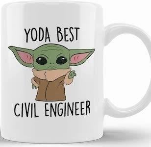 The 'Best Civil Engineer Ever' Yoda Mug is the perfect movie-themed gift for civil engineers, showcasing their dedication and expertise in a fun and creative way.