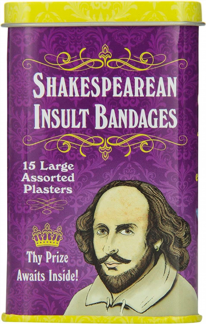 Shakespearean Insult Bandages are a fun and creative way to add some literary flair to your minor cuts and scrapes, featuring witty insults inspired by the works of William Shakespeare.
