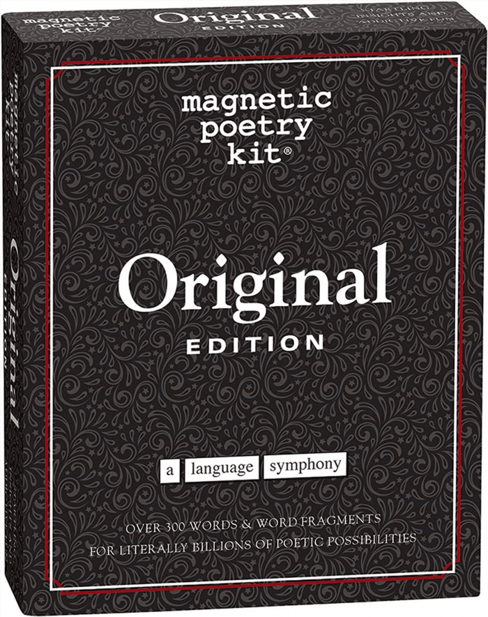 The Magnetic Poetry Kit is a creative tool that consists of a set of magnetic words, allowing users to effortlessly express their thoughts and emotions by arranging and rearranging the words on any magnetic surface. It offers a fun and interactive way to explore the world of poetry, inspiring individuals to unleash their creativity and create unique and captivating pieces of art.