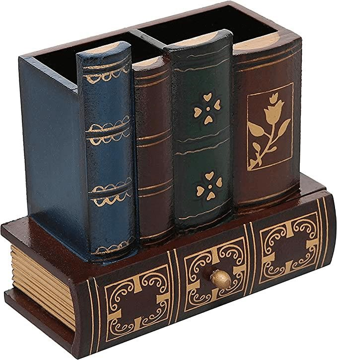 The Book-Themed Desk Organizer is a stylish and functional accessory that will add a touch of literary charm to your workspace. It features multiple compartments and slots to neatly store and organize your pens, pencils, notepads, and other office essentials. With its book-inspired design, this desk organizer is perfect for book lovers and will bring a whimsical element to any desk or study area. Stay organized in style with the Book-Themed Desk Organizer.