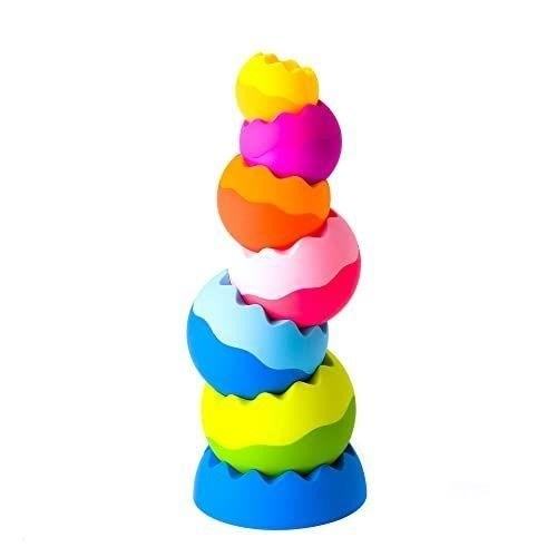 Fat Brain Toys Tobbles Neo is a set of stacking toys designed to engage children's creativity and sensory exploration, with vibrant colors and a unique wobbly design that adds an element of fun and challenge to playtime.
