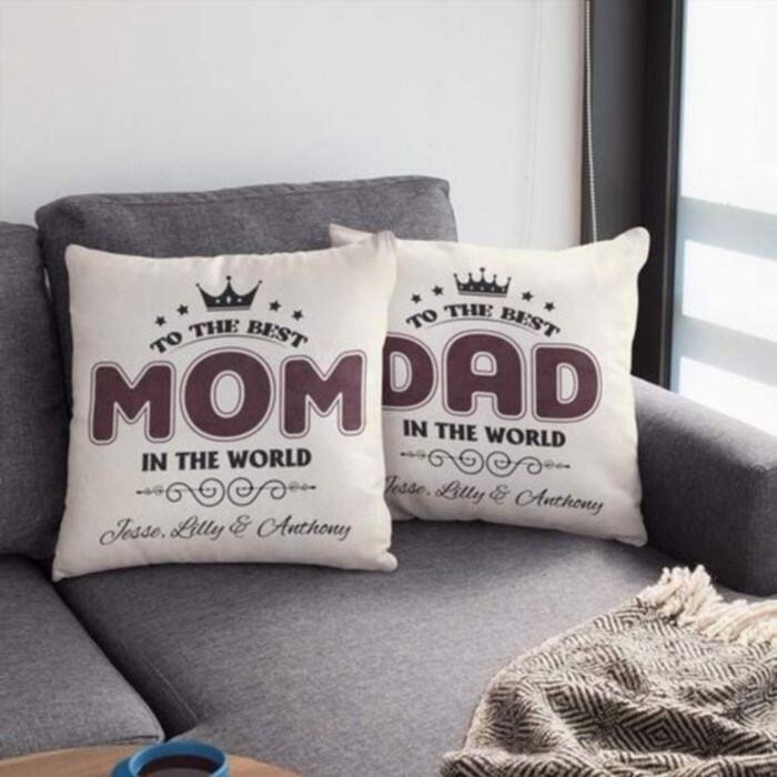 Cool throw pillow: custom present for boyfriend’s parentOutput: Awesome decorative cushion: personalized gift for boyfriend’s guardian