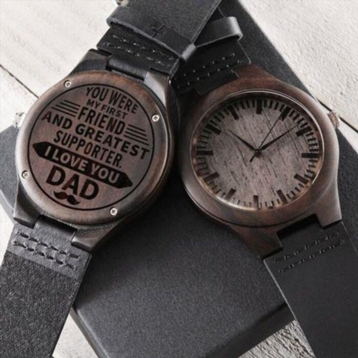 An engraved watch is a thoughtful gift for his dad, adding a personal touch and creating a lasting memory.