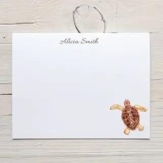 Personalized sea turtle stationery by Faith and Franklin adds a touch of elegance and uniqueness to your correspondence, featuring intricate turtle designs and high-quality paper for a truly special writing experience.